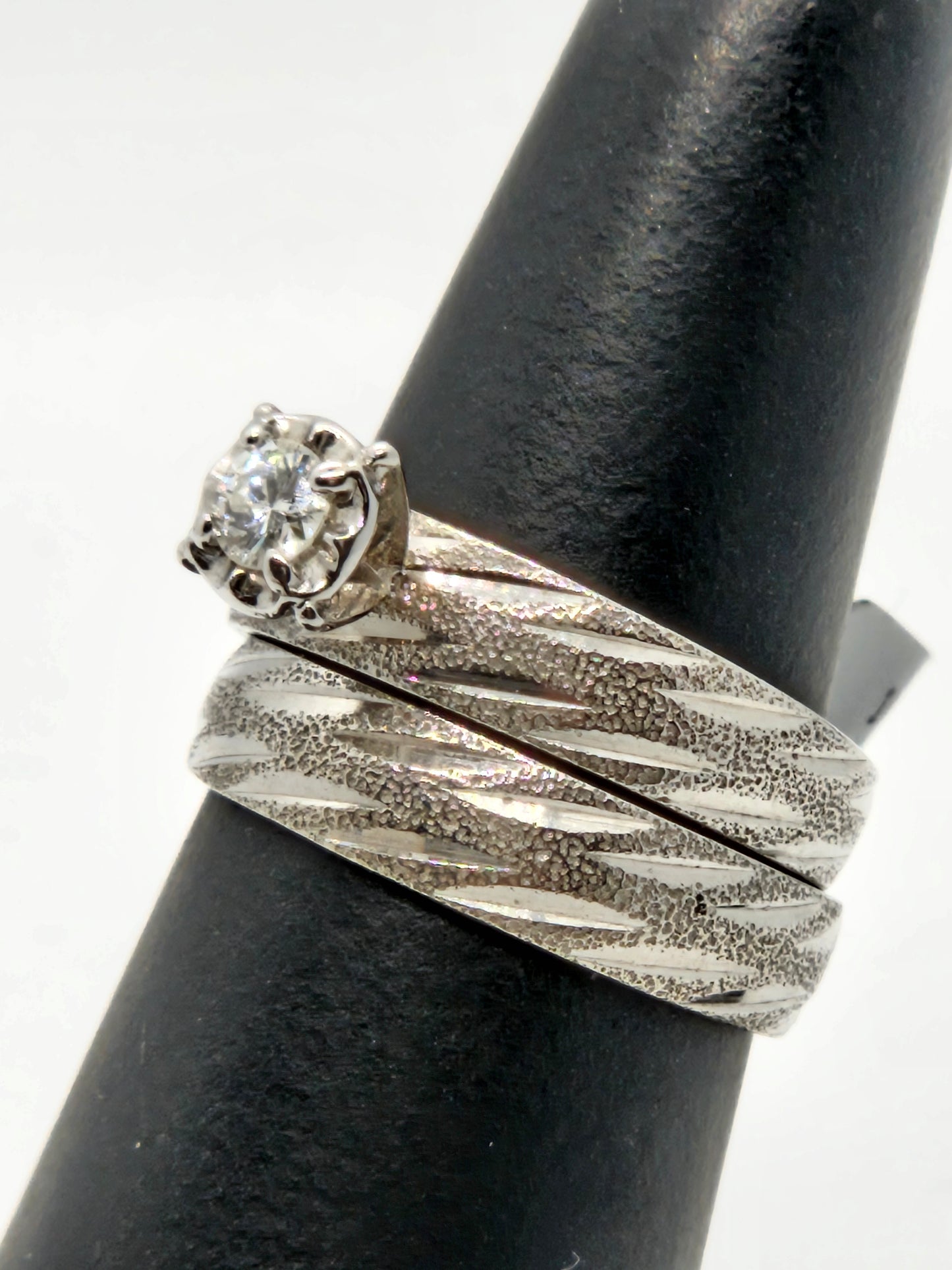 Vintage Illusion Wed Set .15CT DIA 14KTWG