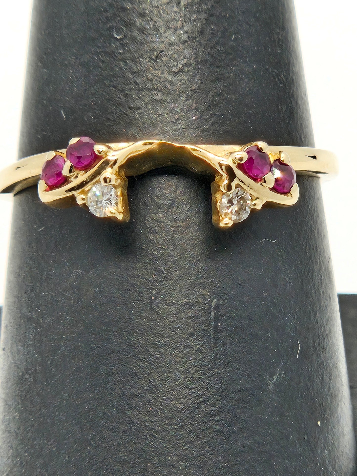 Ruby/Dia Ring Wrap 14KYG Sz7.5 2.1g