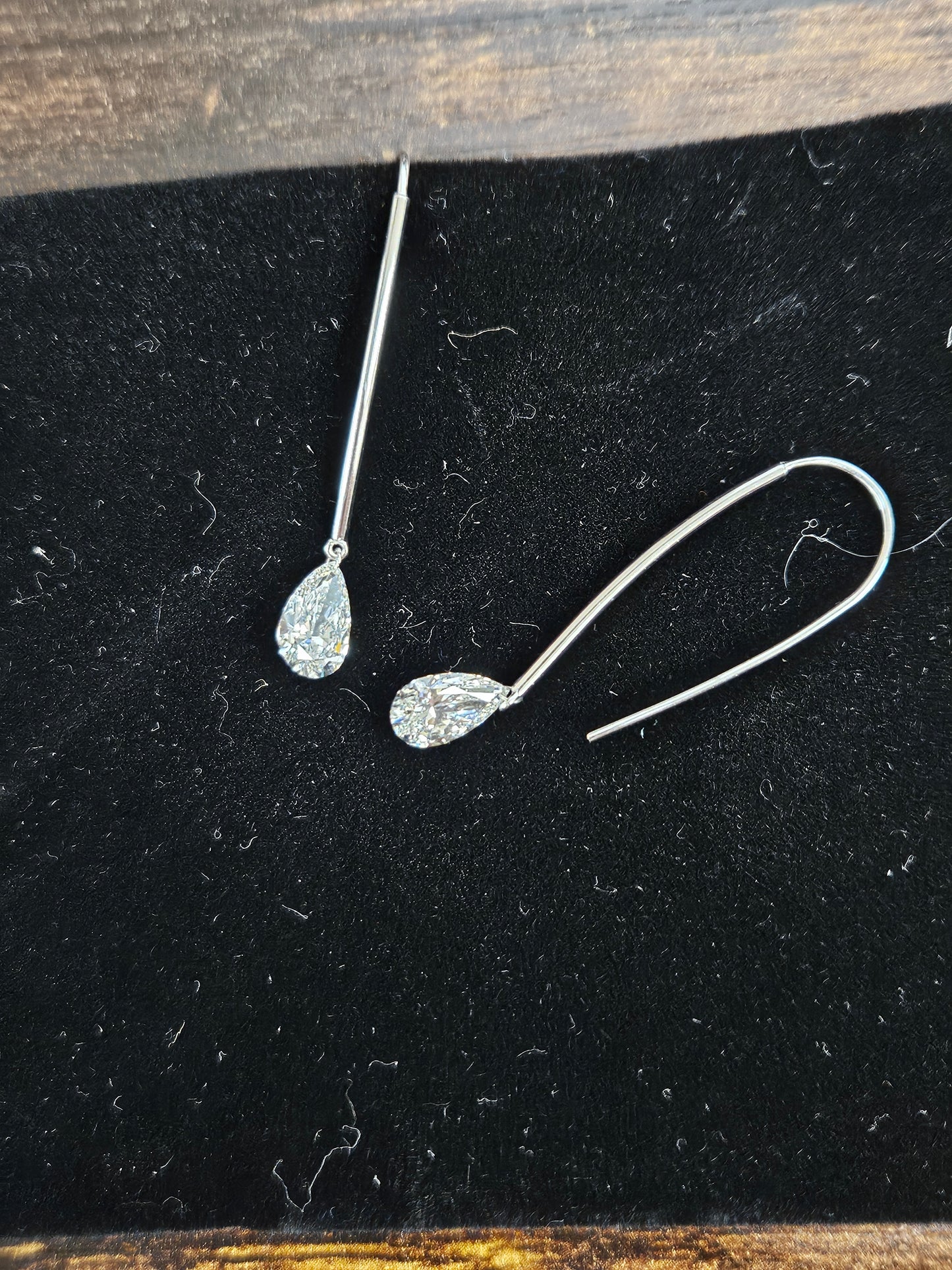 Long hoop diamond earrings PS 2.18ct tw