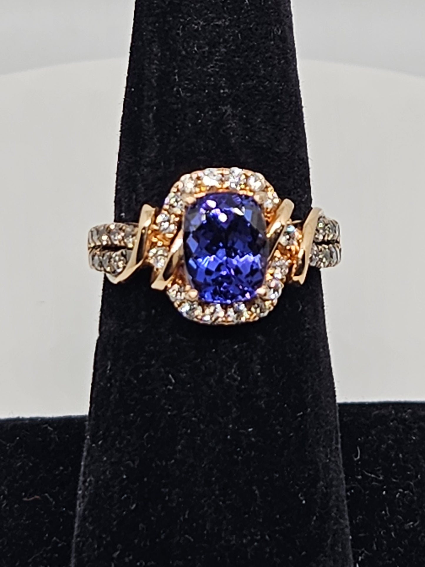 Levian 3ct Tanzanite and .80cttw DIA 14KRG Ring