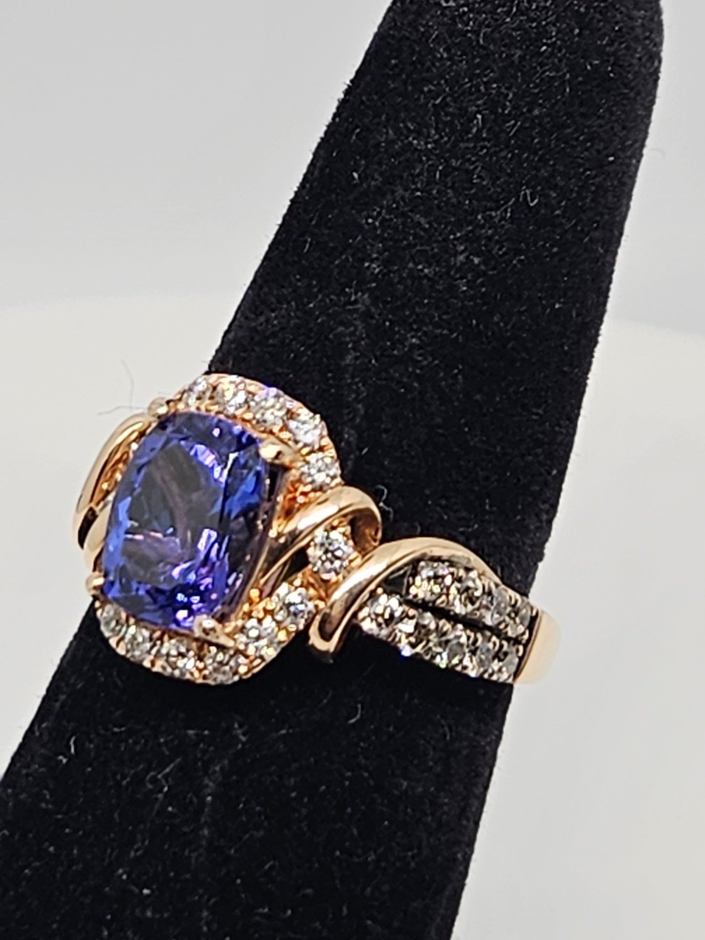 Levian 3ct Tanzanite and .80cttw DIA 14KRG Ring
