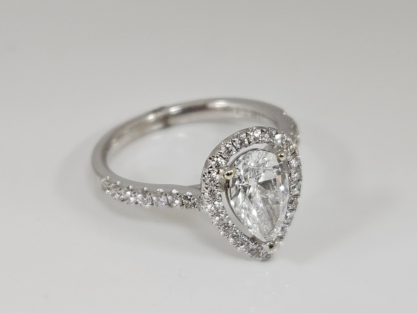 Pear Shape Halo Engagement Ring Set in 14KWG