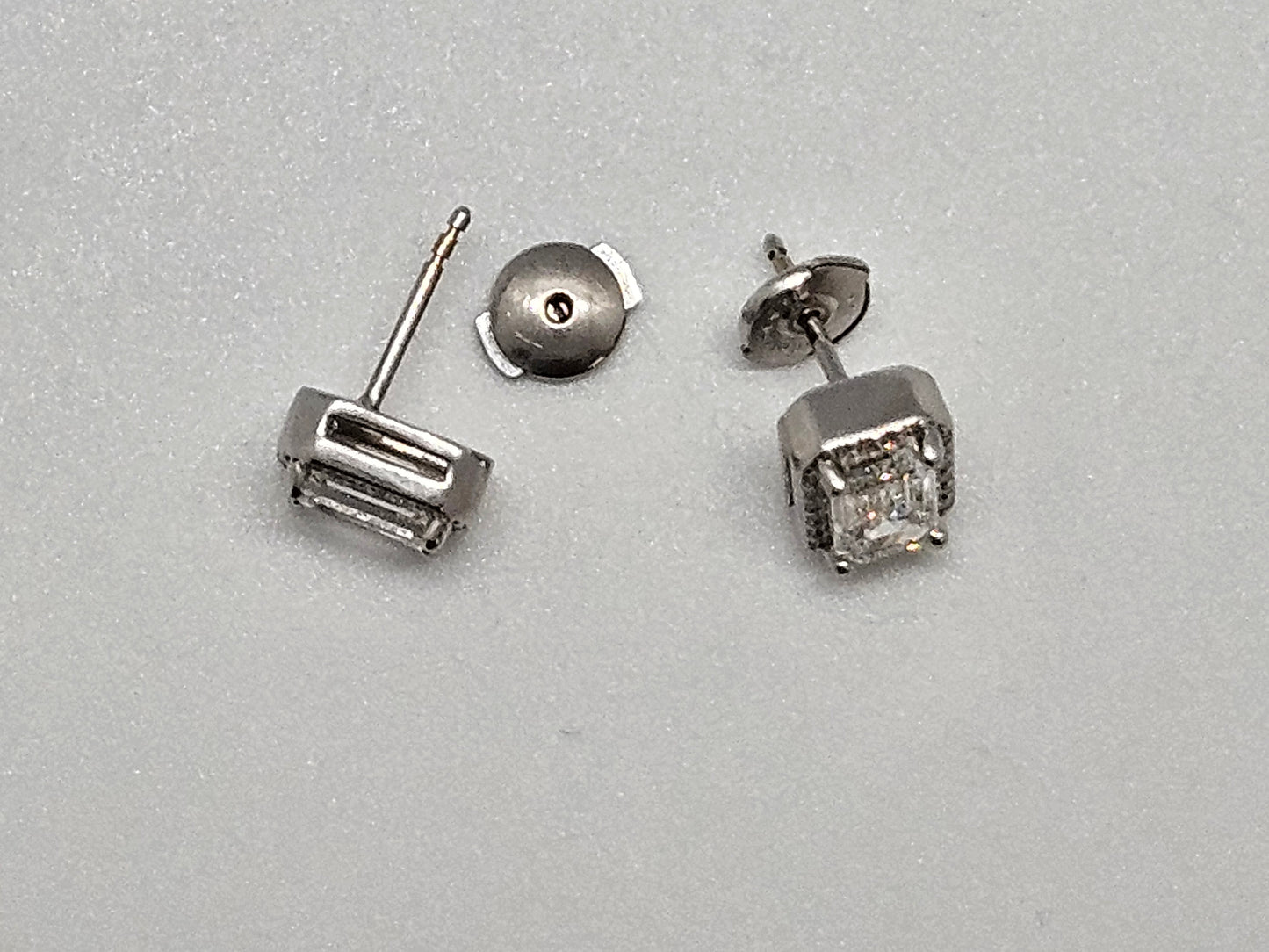 2.25-Carat Emerald Cut Halo Studs in 14K White Gold