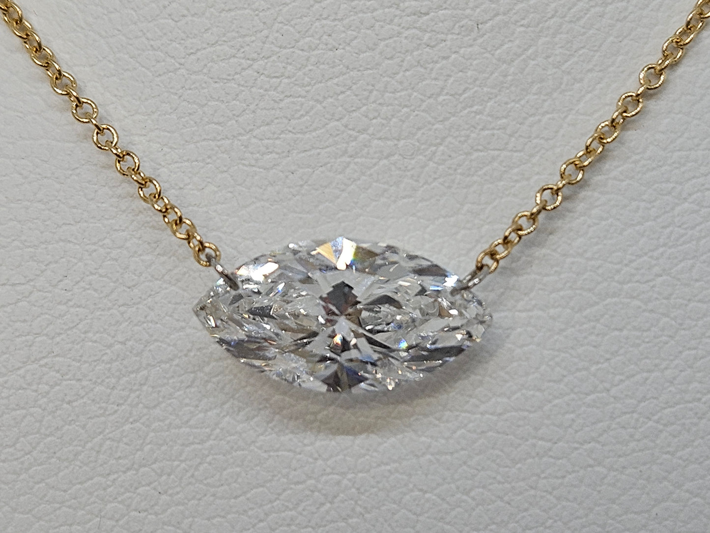 MQ Floating Dia Drop Neck 1.58ct 14ktYG