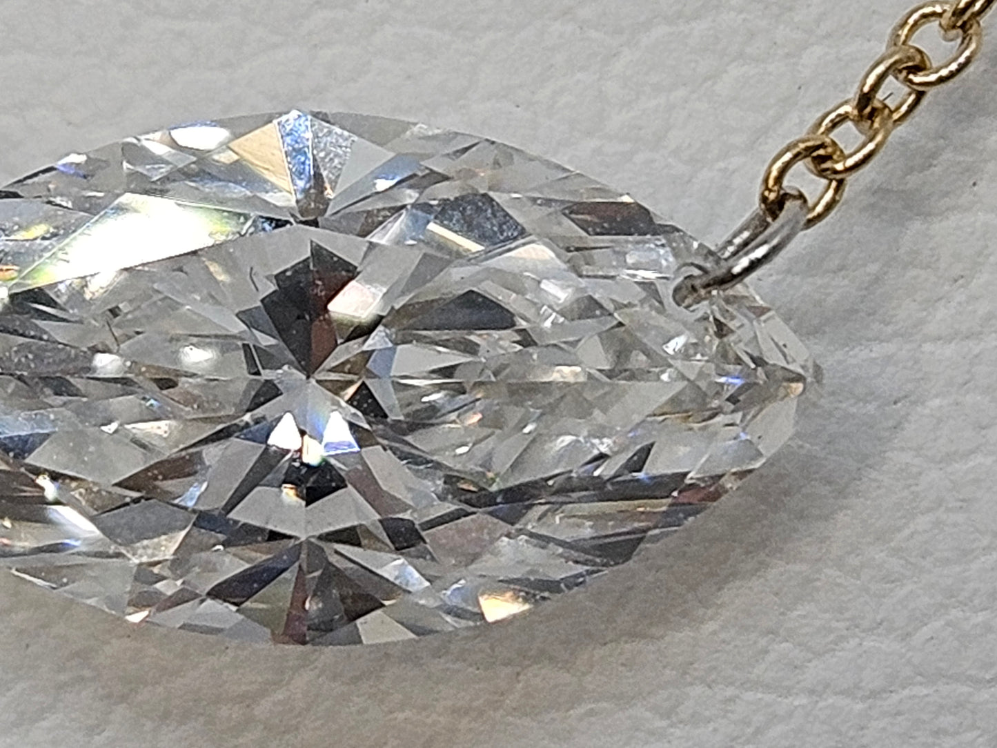 MQ Floating Dia Drop Neck 1.58ct 14ktYG