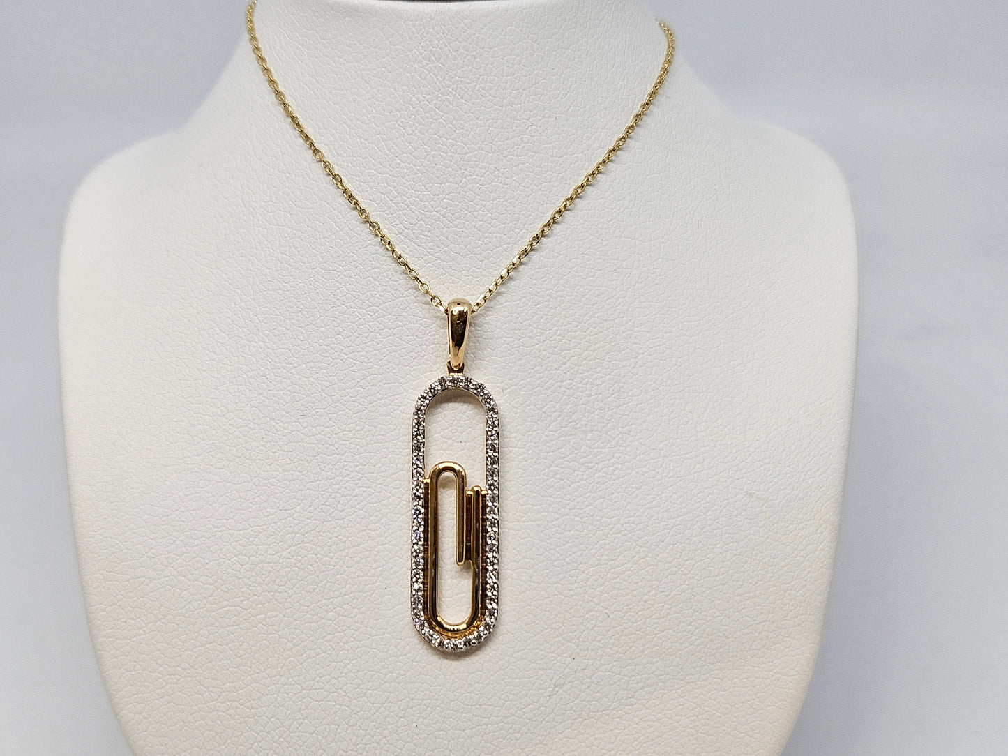 PAPERCLIP PEND/CHAIN .20cttw 14KYG 2.4g