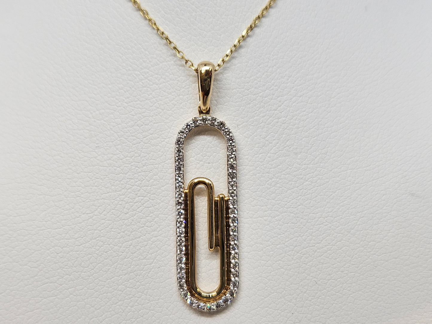 PAPERCLIP PEND/CHAIN .20cttw 14KYG 2.4g