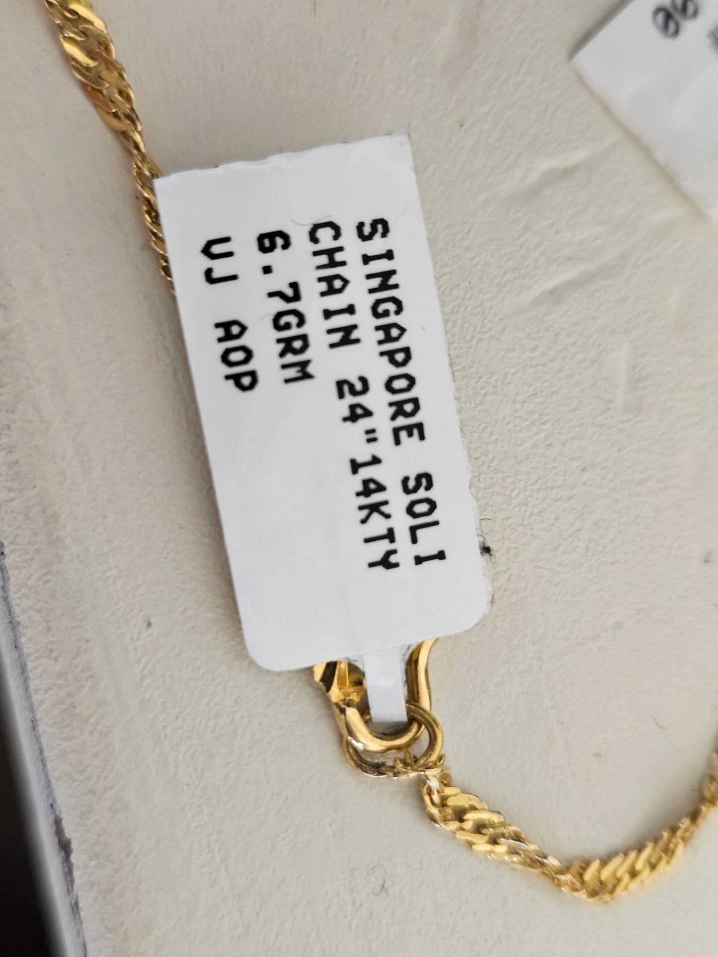 Singapore Solid 14KYG Chain 24"L 6.7G