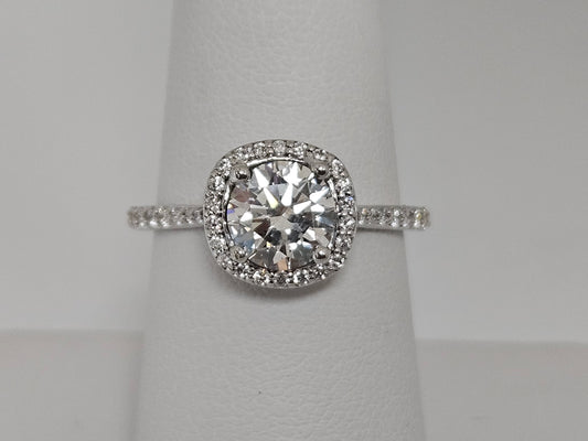 RD Halo DIA Ring 1.27ct E/VVS2 Ctr 1.57CTTW 14KWG