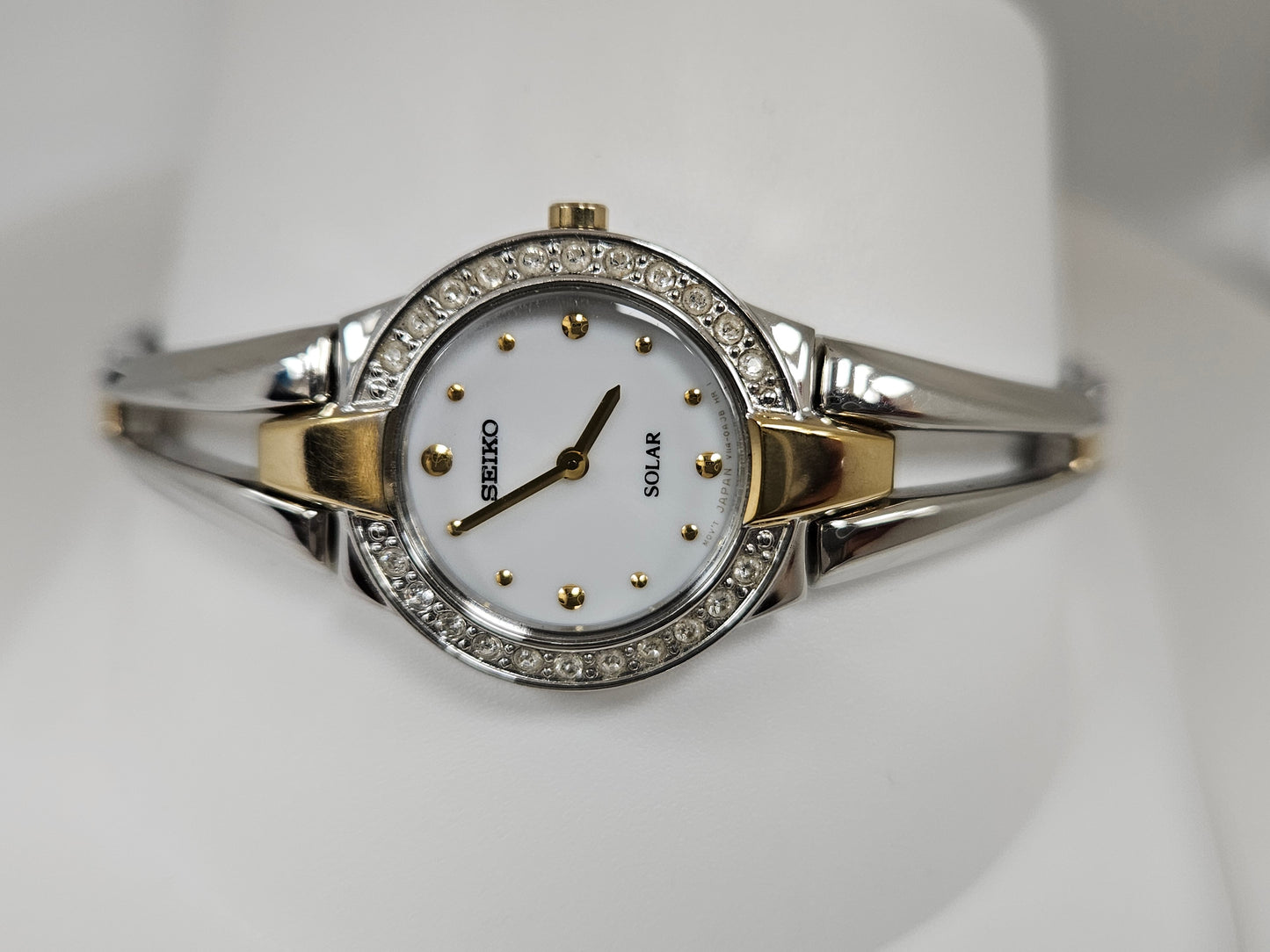 Seiko Solar Ladies WATCH Two Tone WHITE Dail
