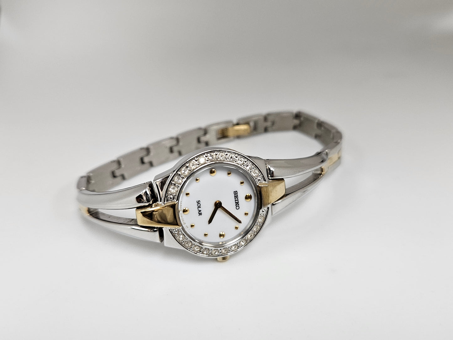 Seiko Solar Ladies WATCH Two Tone WHITE Dail