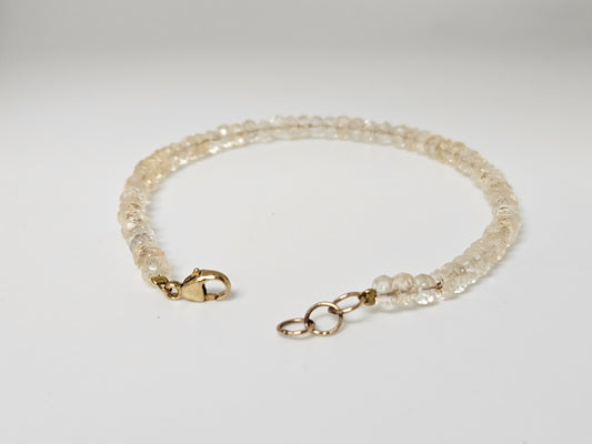 CITRINE 4MM BEADED BRACELET YG FILLED CLASP