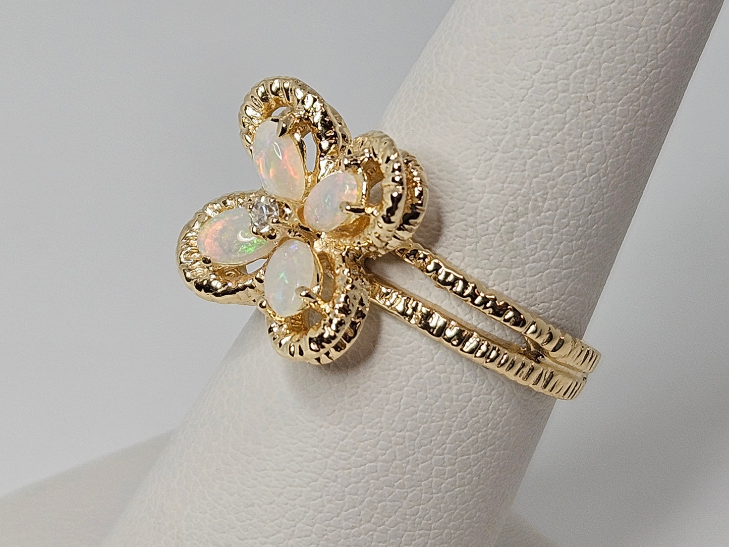 OPAL/Dia Flower Ring 0.06ct CNT Dia 14KYG 5g