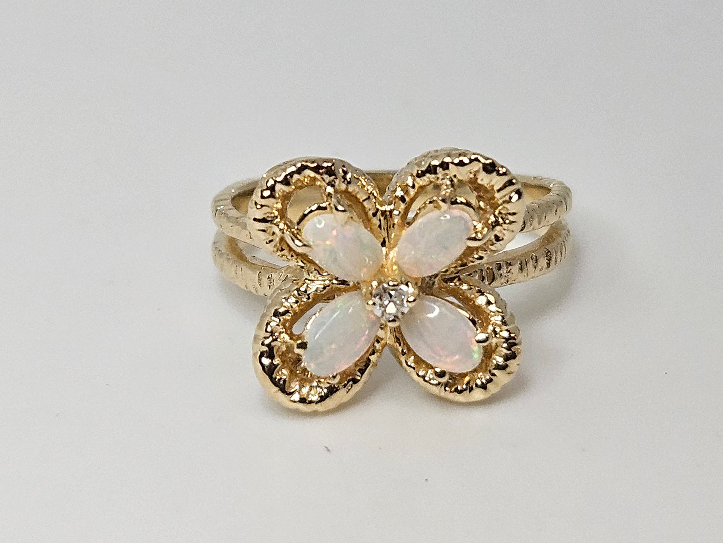 OPAL/Dia Flower Ring 0.06ct CNT Dia 14KYG 5g