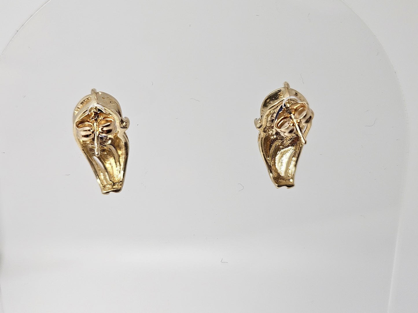 Saph/Dia studs Ear 14KYG 1ct Nat Saph 0.10ct Dia
