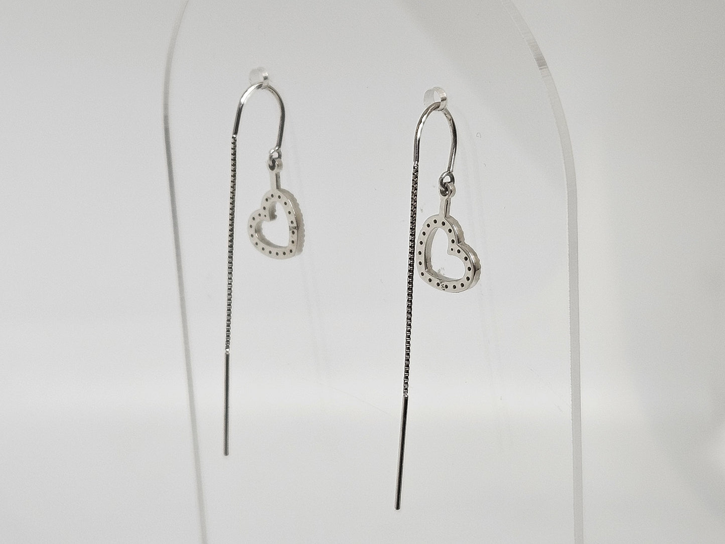 DIA HEART THREADERS 14KWG .25CTTW