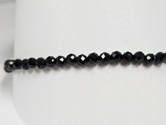 BLACK SPINEL 3MM BEAD BRAC SS CLASP