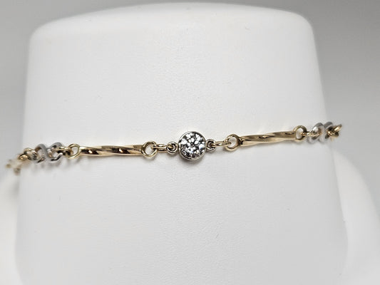 Bezel set DIA twist Brac 14K 2Tone 1.32cttw 3.5g