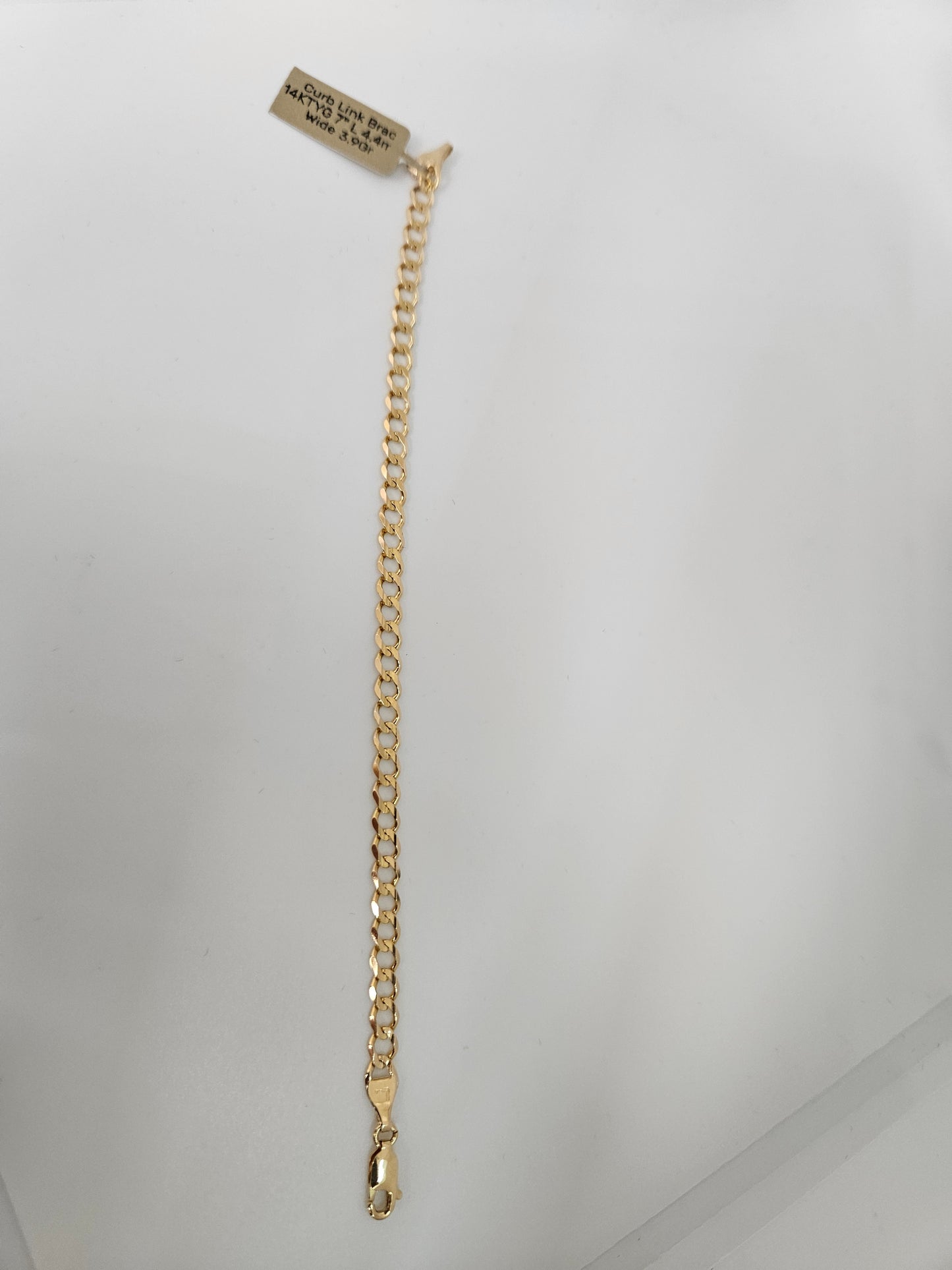 Curb Link Brac 14KYG 7" 4.4mmW 3.9Gr