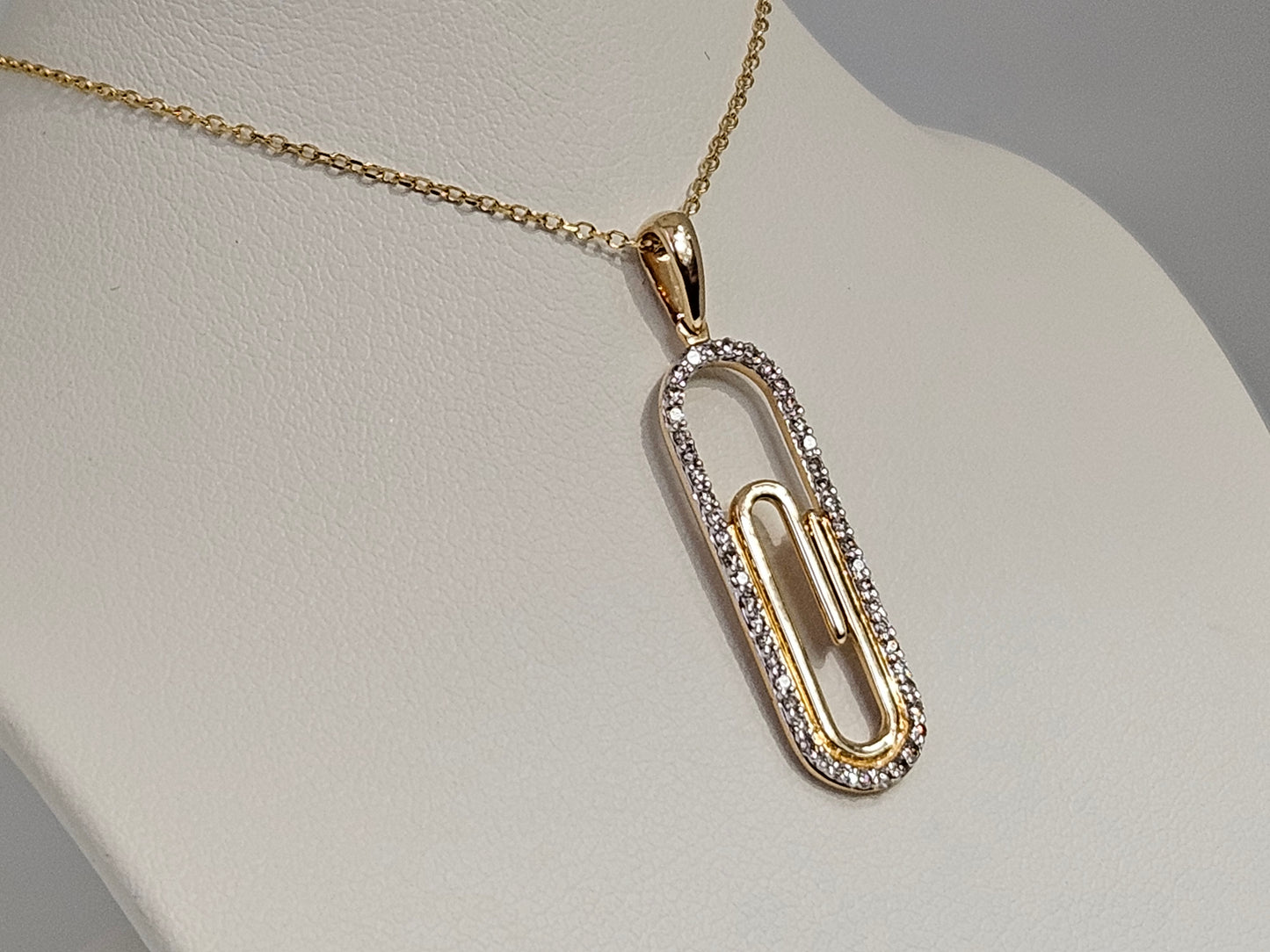 PAPERCLIP PEND/CHAIN .20cttw 14KYG 2.4g