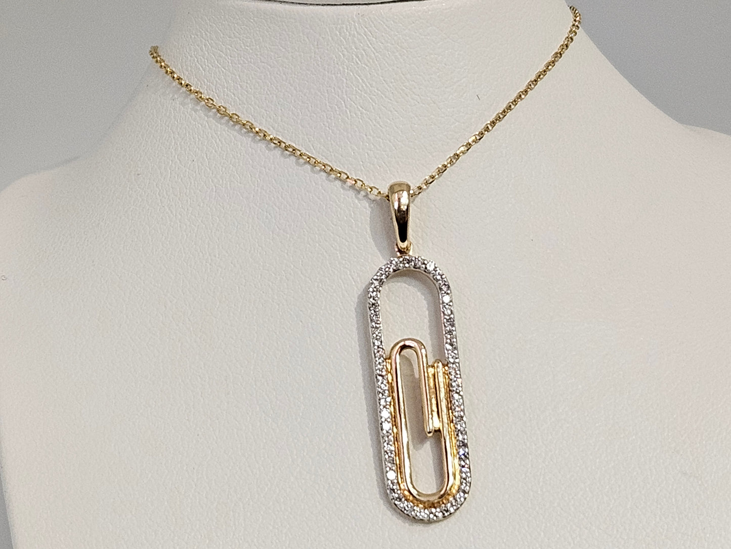 PAPERCLIP PEND/CHAIN .20cttw 14KYG 2.4g