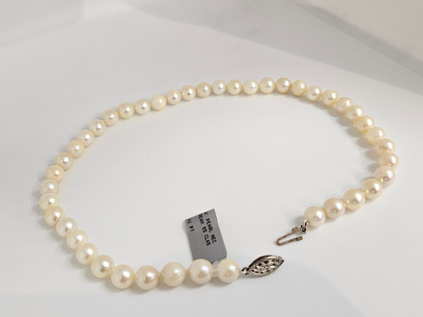 Pearl Necklace 14"cream SS clasp 7MM