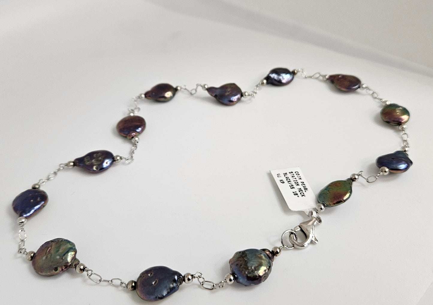 Color Coin Pearl Neck 18" SS Chain