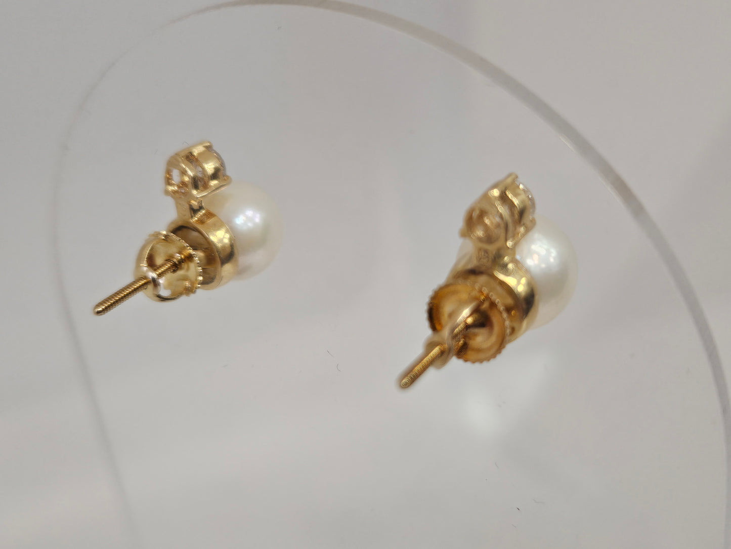 PEARL/DIA STUDS .35 CTTW