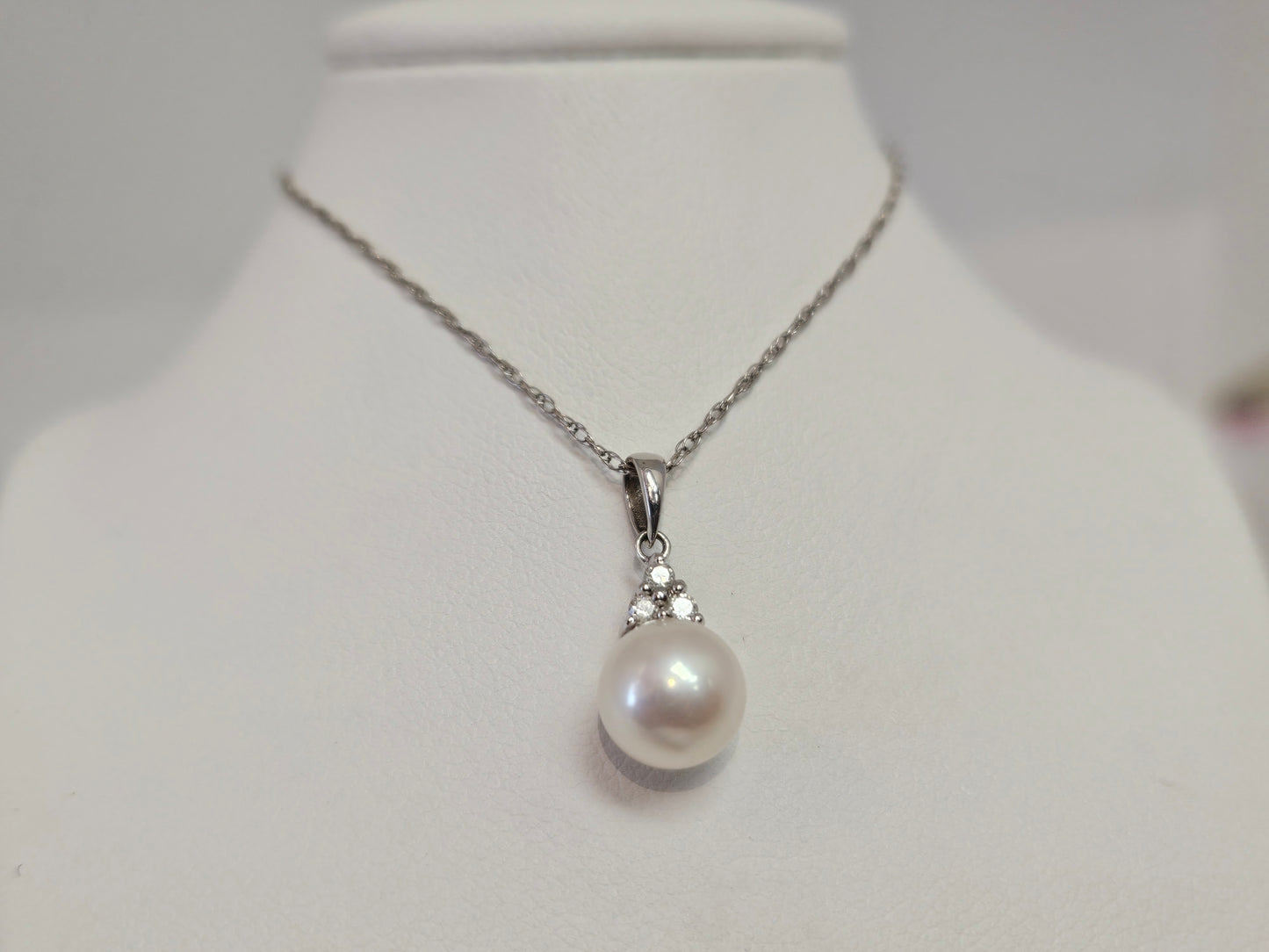 Pearl Pendent 14kwg 7mm .06cttw Dia 16" CH
