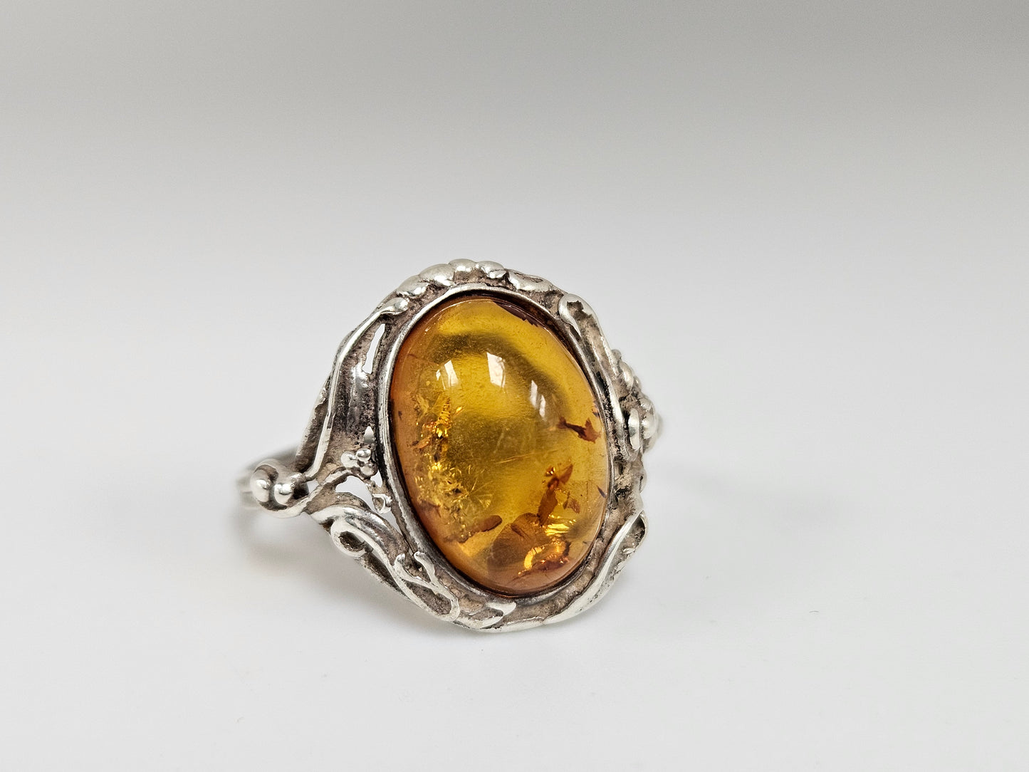 SS Art Nouveau OV AMBER CAB Ring
