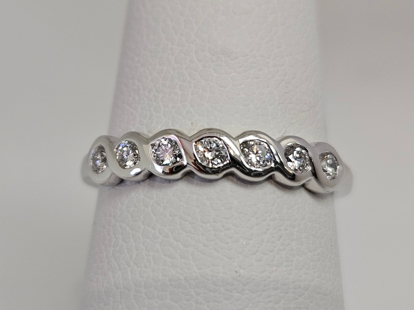 Twist Bezel Set Anniv Ring 10KWG .35cttw SZ 6.75