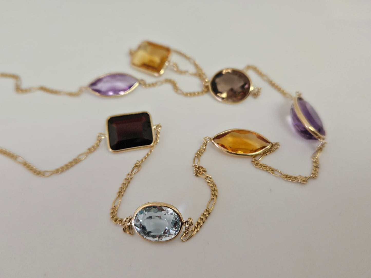 Mlti Stn Figaro Necklace 20" 1.8mm 14KYG