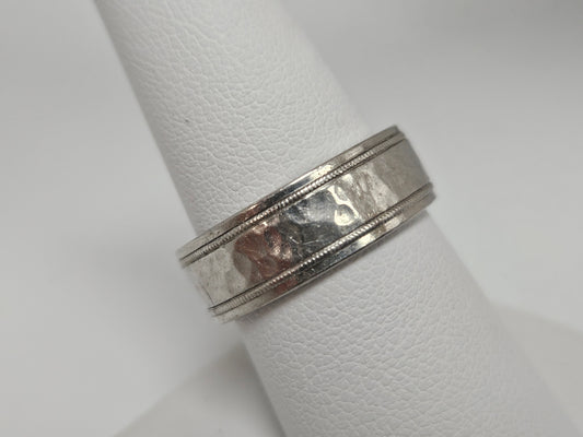 Hammered Palladium Wed Band w/m.l grain 8.5g