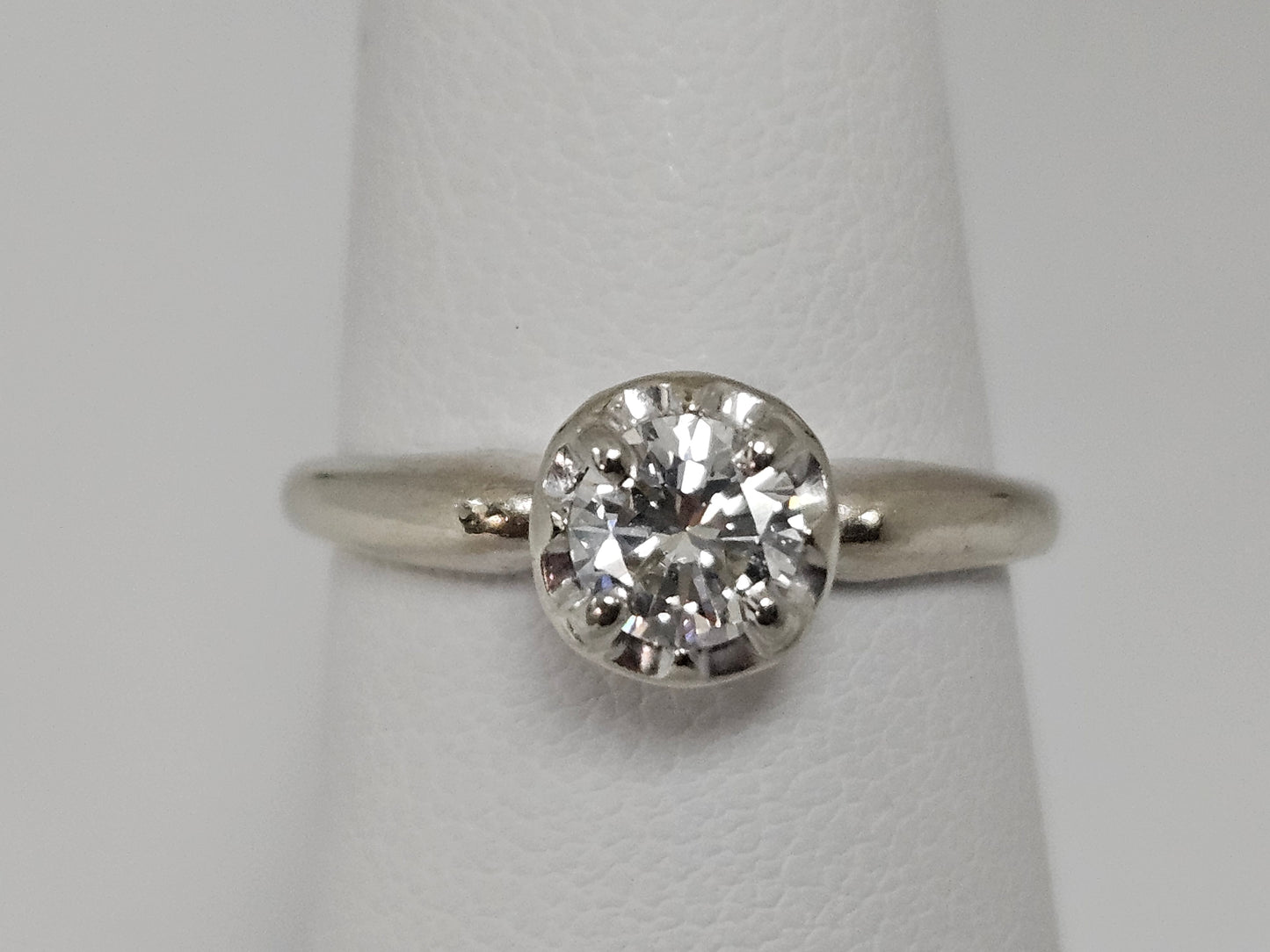 Vintage Solitaire 0.5ct(N) 14KWG F/VVS2