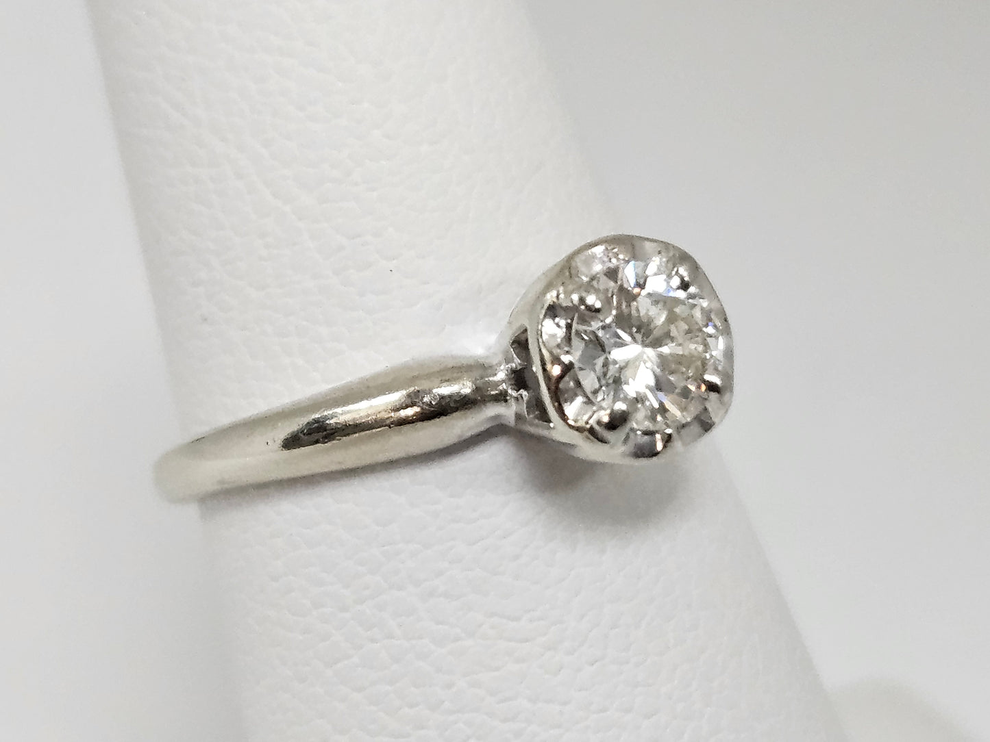 Vintage Solitaire 0.5ct(N) 14KWG F/VVS2