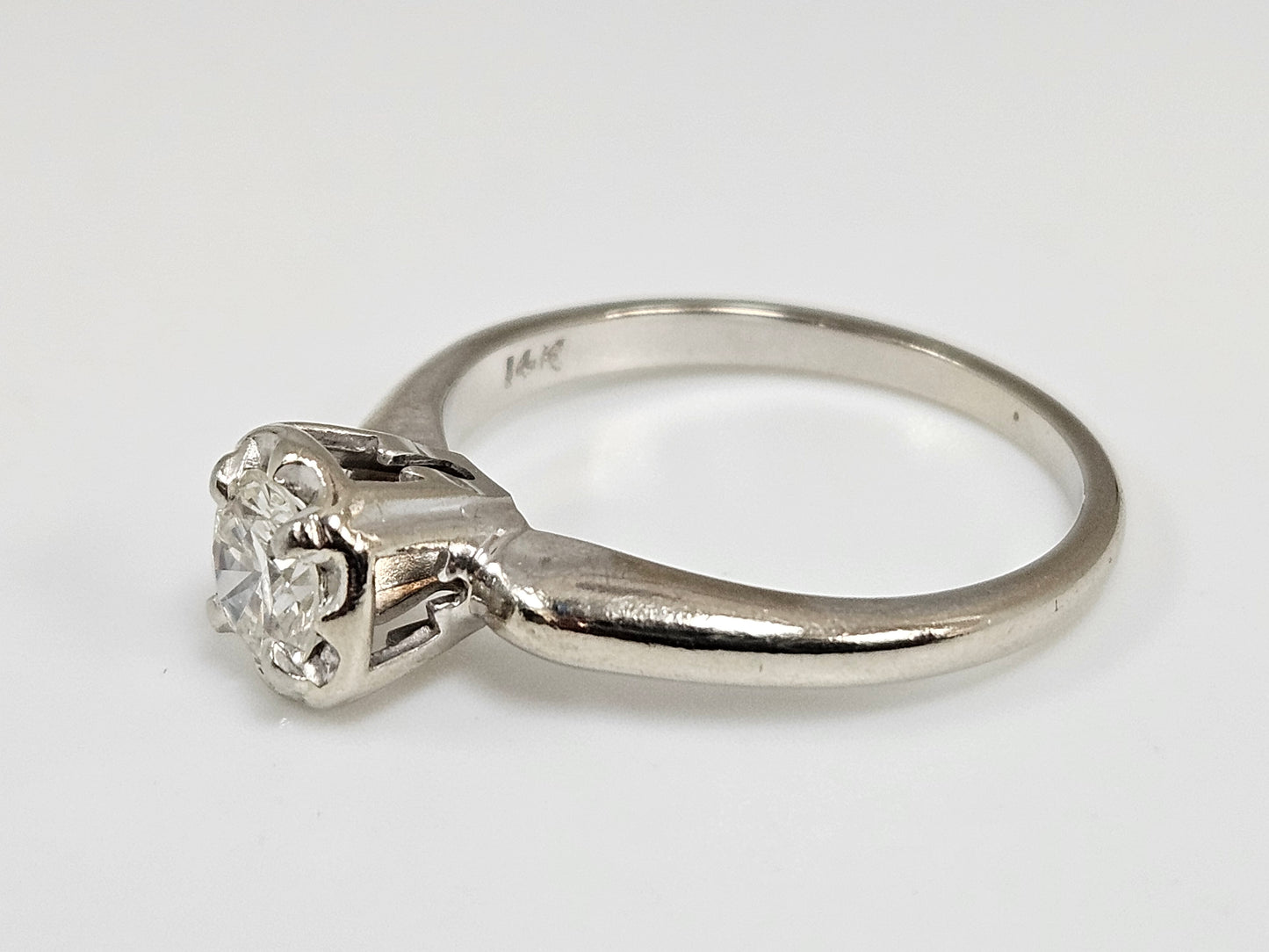 Vintage Solitaire 0.5ct(N) 14KWG F/VVS2