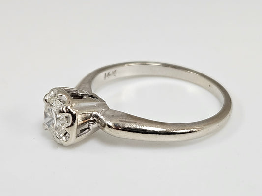 Vintage Solitaire 0.5ct(N) 14KWG F/VVS2