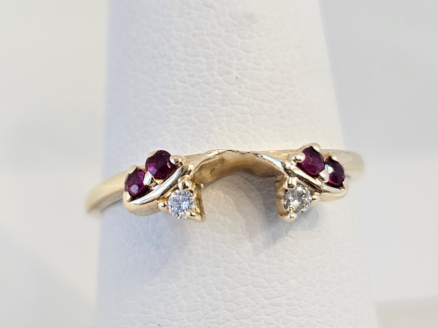 Ruby/Dia Ring Wrap 14KYG Sz7.5 2.1g