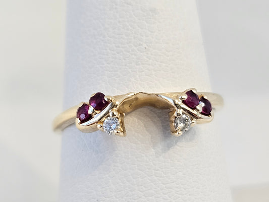 Ruby/Dia Ring Wrap 14KYG Sz7.5 2.1g