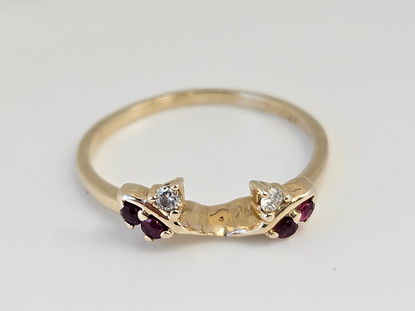 Ruby/Dia Ring Wrap 14KYG Sz7.5 2.1g