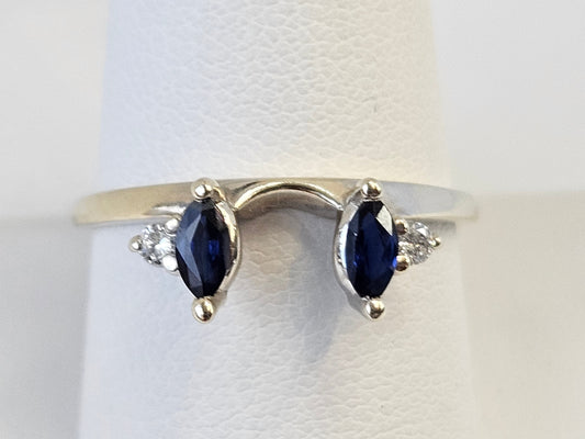 .50CT Mq Sapphire and .20 cttw DIA Wedding Ring Wrap 14kwg Sz9.5 (Solitaire Separately)