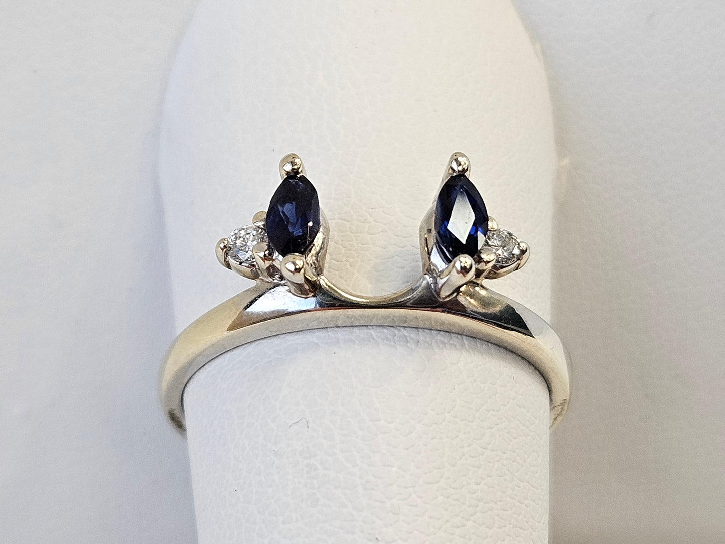 .50CT Marquise Sapphire and .20 cttw DIA Wedding Ring Wrap 14kwg Sz9.5 (Solitaire Separately)