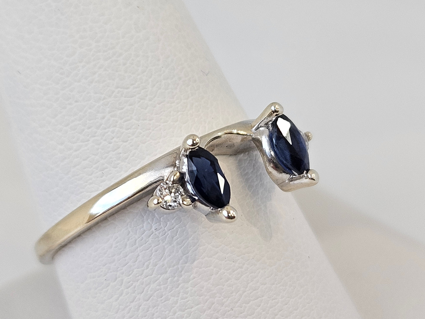 .50CT Marquise Sapphire and .20 cttw DIA Wedding Ring Wrap 14kwg Sz9.5 (Solitaire Separately)