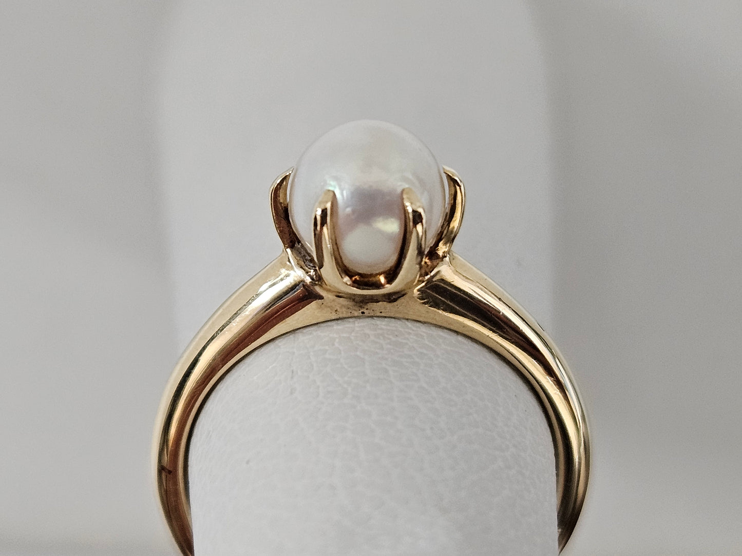14kt Yellow Gold Crown Pearl Ring Sz3.5