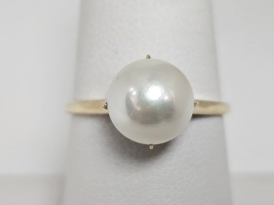 Crown Pearl 8.5mm Ring 14kYG 2.5g Sz7