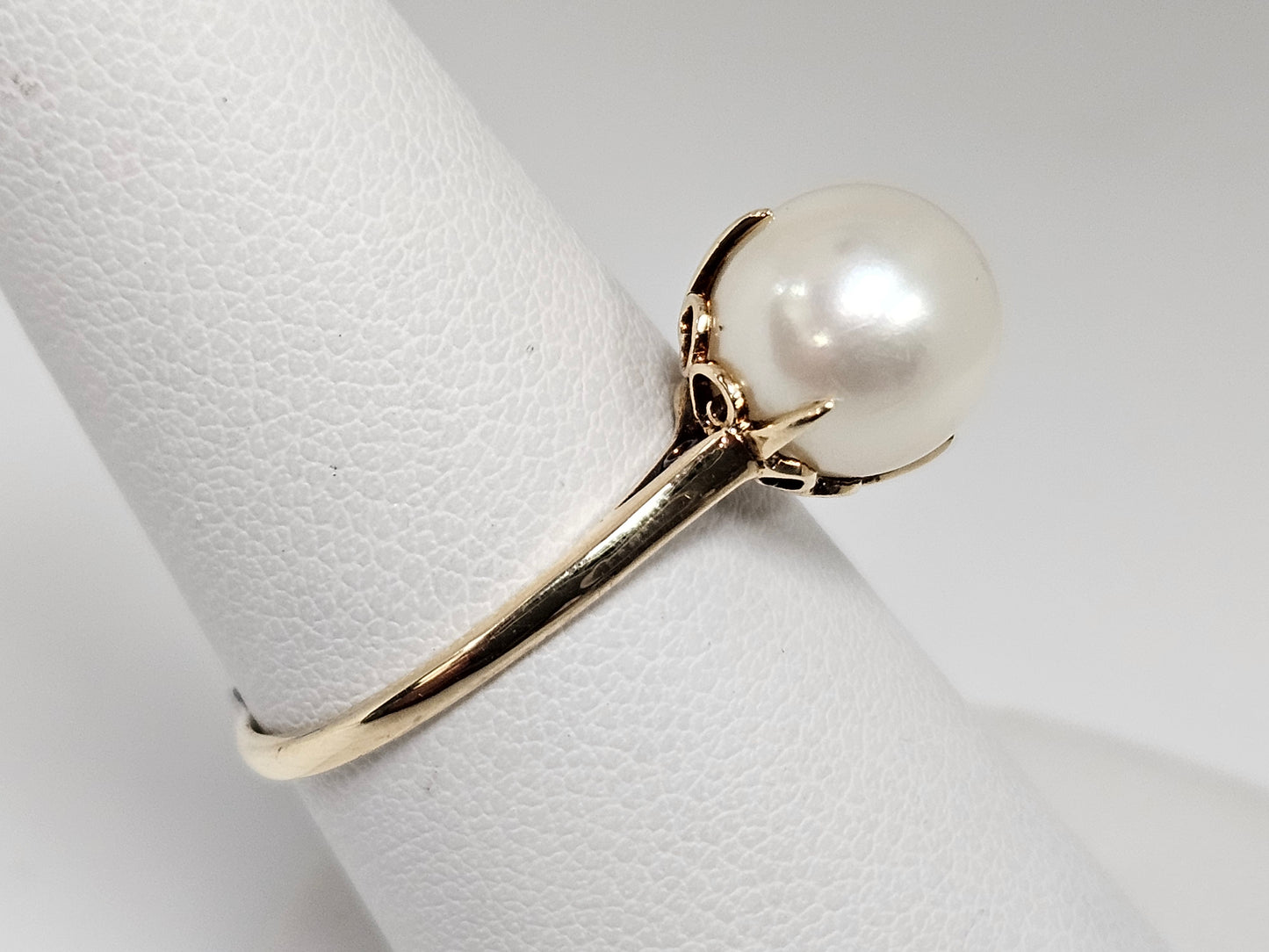 Crown Pearl 8.5mm Ring 14kYG Sz7
