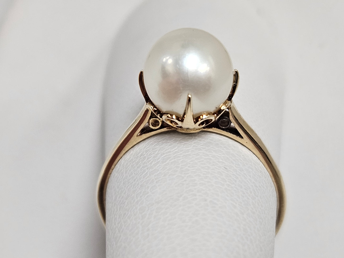Crown Pearl 8.5mm Ring 14kYG Sz7