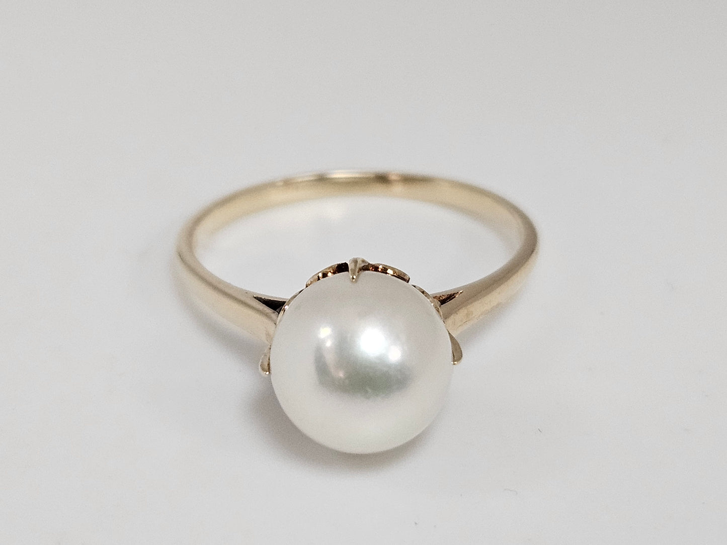 Crown Pearl 8.5mm Ring 14kYG Sz7