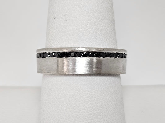 Black Dia .75cttw Custom Wed Band 6mm 14kwg 7.32g