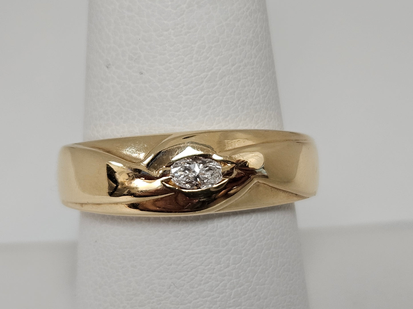 MQ DIA Mens Wed Band .25ct 14KYG Sz8